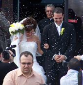 At the wedding reception with the limo